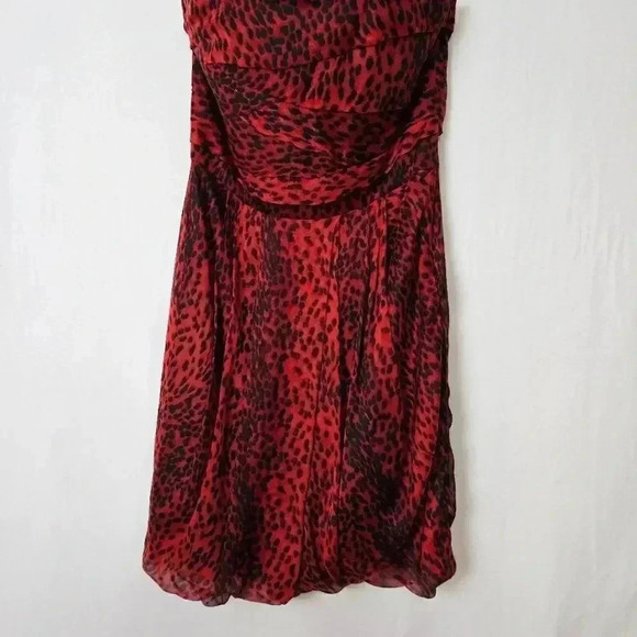 ♥ZARA Silk Red leopard strapless dress - Picture 3 of 14